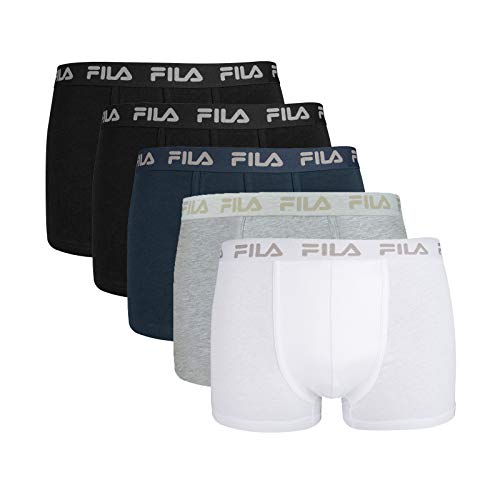 FILA Herren Boxershort 5er Vorteilspack, Pants mit Logobund, Einfarbig (Mehrfarbig, M) von FILA