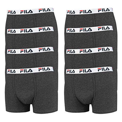 FILA Herren Boxershorts 8er Pack - Logo Pants Cotton Stretch - Enganliegend - Bequem - Farbenauswahl (Anthrazit Melange, XL - 8 Pack) von FILA