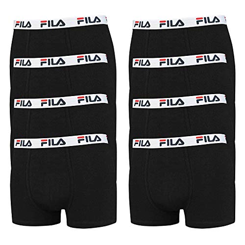 FILA Herren Boxershorts 8er Pack - Logo Pants Cotton Stretch - Enganliegend - Bequem - Farbenauswahl (Schwarz, L - 8 Pack) von FILA