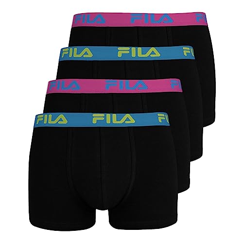 FILA Herren Boxershorts Unterhosen Man Boxers FU5016 4er Pack, Farbe:Schwarz, Wäschegröße:2XL, Artikel:-264 Waikiki von FILA