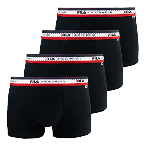 FILA Herren Boxershorts Unterhosen Pants Man Boxer Briefs 4er Pack, Farbe:Schwarz, Wäschegröße:M, Artikel:-200 Black von FILA