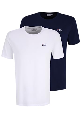 FILA Herren Brod Thee/Dubbel Pack T Shirt, Bright White-medieval Blue, L EU von FILA