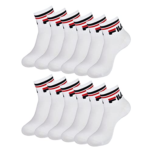 FILA Herren Damen Quarter Socken Sportsocken Quartersocks Calza 6 Paar, Farbe:Weiß, Artikel:-300 white, Größe:35-38 von FILA