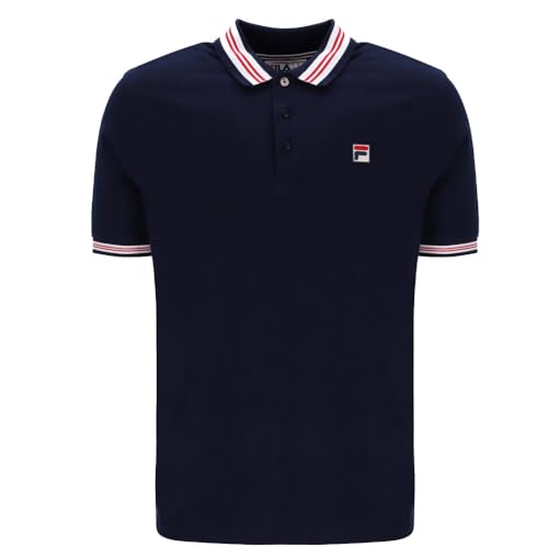 FILA Herren Faraz Geripptes Poloshirt mit Spitzen, Blau, M von FILA