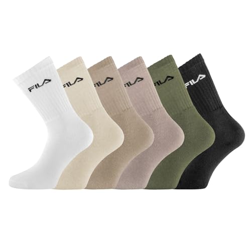 FILA Herren Fi/1/Tnx6/F9581 Socken, Beige/Braun/Khaki/Schwarz, 43-46 (6er Pack) von FILA