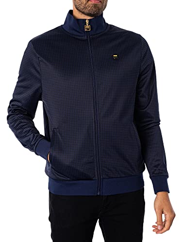 FILA Herren Glänzende Trainingsjacke mit Hahnentrittmuster in Gold Terzo, Blau, XL von FILA