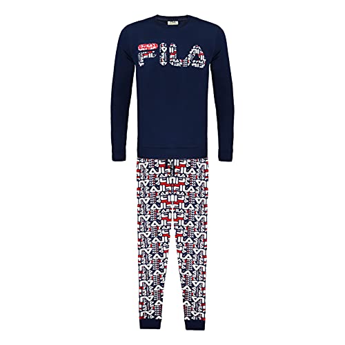 FILA Herren Pyjama Set Schlafanzug FPW1055, Farbe:Blau, Größe:L, Artikel:-321 Navy von FILA