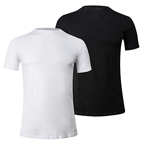 FILA Herren R-Neck T-Shirt, 2er Pack, Weiss, Schwarz, XXL von FILA