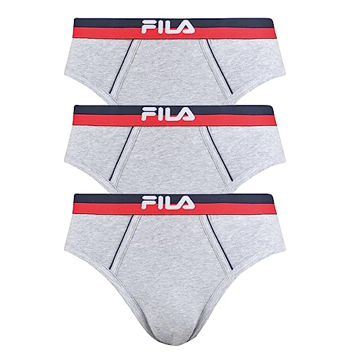 FILA Herren Slip, 3er Pack - Briefs, Logobund, Urban, Cotton Stretch, einfarbig Grau 2XL von FILA