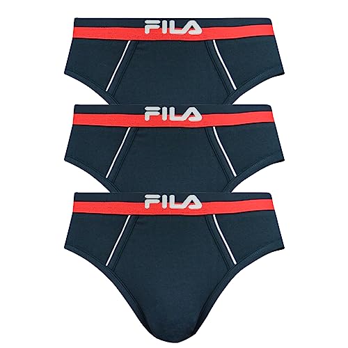 FILA Herren Slip, 3er Pack - Briefs, Logobund, Urban, Cotton Stretch, einfarbig Marine XL von FILA