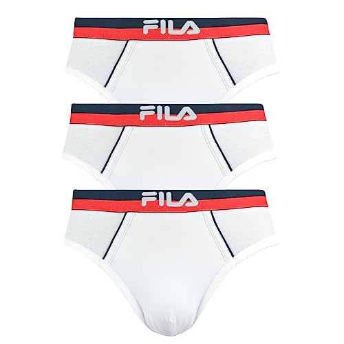 FILA Herren Slip, 3er Pack - Briefs, Logobund, Urban, Cotton Stretch, einfarbig Weiß M von FILA