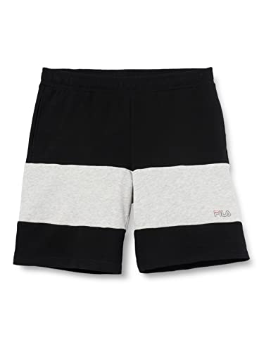 FILA Herren Stephens Blocked Sweat Shorts, Black-Light Grey Melange, S von FILA