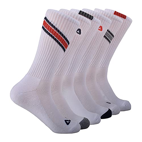 Fila Herren Gestreifte Halbkissen Crew-Socken, Weißer Chevron (6er-Pack), Einheitsgre von FILA