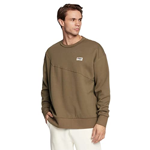 FILA Herren TRICASE Boxy Crew Sweat Sweatshirt, Burnt Olive, L von FILA