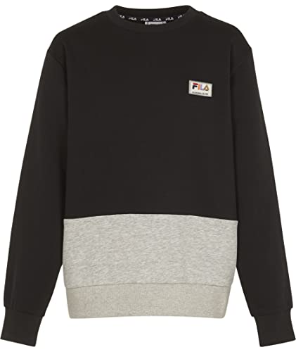 FILA Jungen BRÜSSEL Crew Sweat (Blocked) Sweatshirt, Moonless Night-Light Grey Melange, 146/152 von FILA