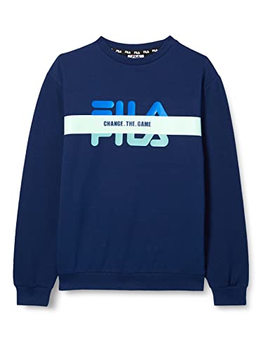 FILA Jungen Belvedere MARITTIMO Graphic Crew Sweatshirt, Medieval Blue, 146/152 von FILA