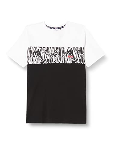 FILA Mädchen BRISBANE blocked T-Shirt,Bright White-Black Beauty-Bright White Abstract Zebr,158/164 von FILA