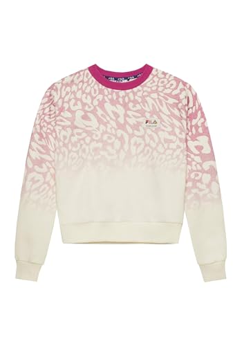 FILA Mädchen Bradford Cropped Crew Sweatshirt, Egret Gradient Leo AOP, 170/176 von FILA