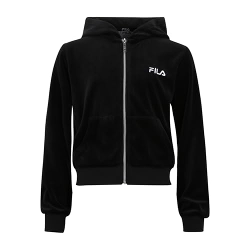 FILA Mädchen Longuich Cropped Velvet Hoody Jacket Track, Schwarz, 134-140 EU von FILA