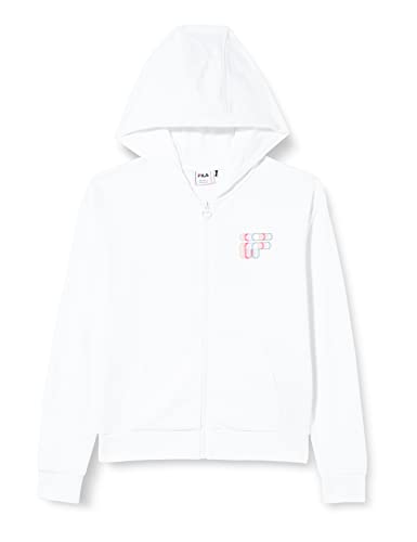 FILA Mädchen STRALEN Graphic Logo Hooded Sweat Kapuzenjacke, Bright White, 170/176 von FILA