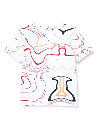 FILA Mädchen SUVA T-Shirt, White Colour Waves AOP, 170/176 von FILA