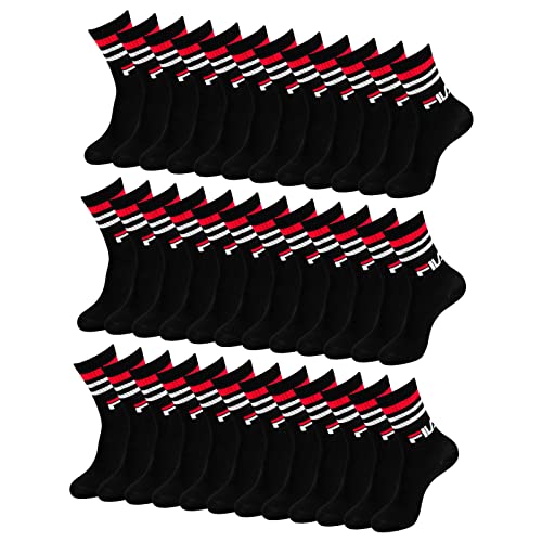 FILA Men Women Tennissocken Vintage Sportsocken Crewsocks Calze 12 Paar, Farbe:Schwarz, Artikel:-200 black, Größe:43-46 von FILA