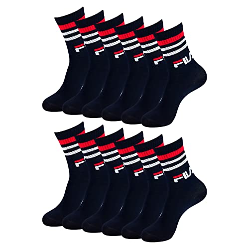 FILA Men Women Tennissocken Vintage Sportsocken Crewsocks Calze 6 Paar, Farbe:Blau, Artikel:-321 navy, Größe:39-42 von FILA