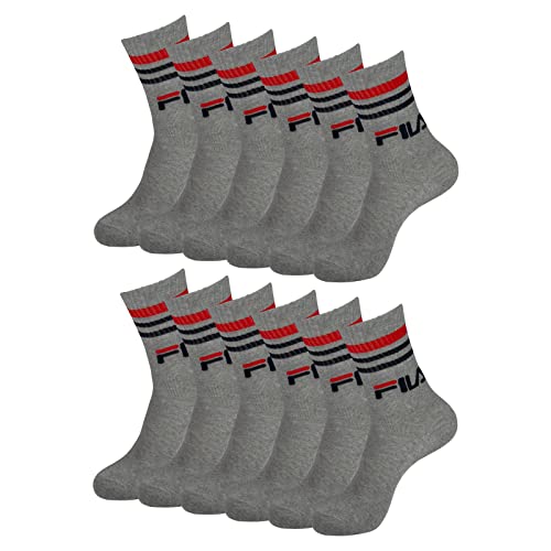 FILA Men Women Tennissocken Vintage Sportsocken Crewsocks Calze 6 Paar, Farbe:Grau, Artikel:-400 grey, Größe:39-42 von FILA