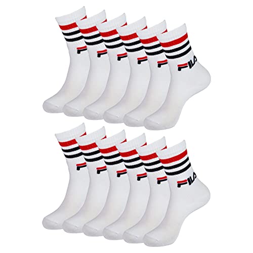 FILA Men Women Tennissocken Vintage Sportsocken Crewsocks Calze 6 Paar, Farbe:Weiß, Artikel:-300 white, Größe:35-38 von FILA