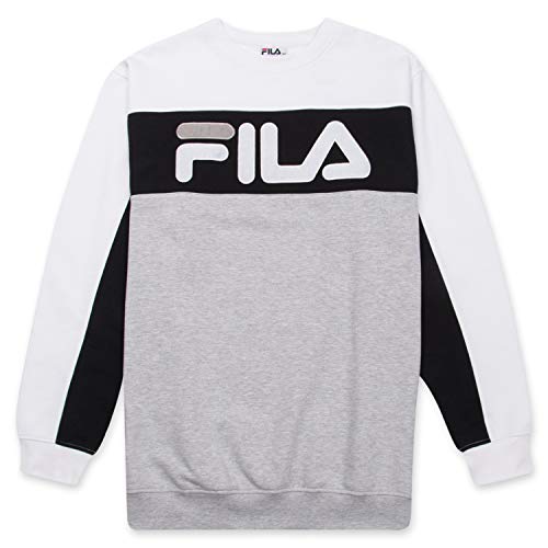 FILA Men's Big and Tall Long Sleeve Color Block Crew Neck Soft Comfortable Fleece Sweatshirt Black/White/Heather Grey XLT von FILA