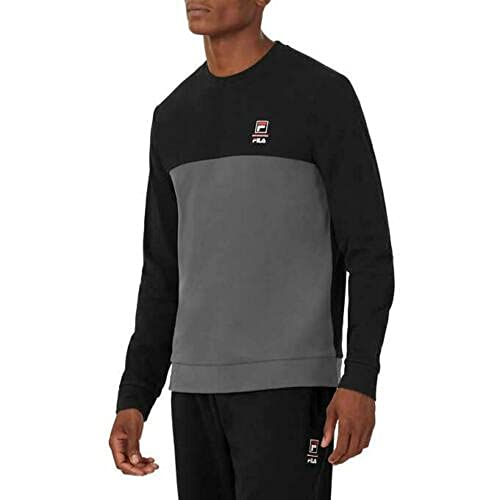 FILA Men's Long Sleeve Crew Neck Lightweight Sweatshirt (Black/Ebony/Chinese Red, S) von FILA