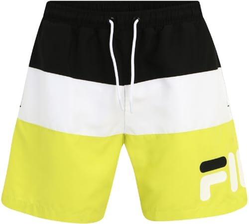 FILA Men's SIMBABWE Blocked Beach Short, Black-Bright White-Evening Primrose, XL von FILA