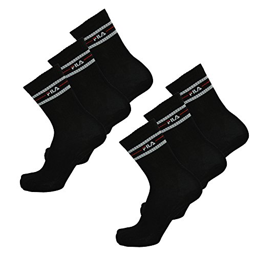 FILA Socken 6 PAAR Sportsocken, Einfarbig, gestreift, UNISEX, (2x 3er Pack) (35-38 (3-5 UK), Schwarz) von FILA