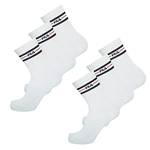 FILA Socken 6 PAAR Sportsocken, Einfarbig, gestreift, UNISEX, (2x 3er Pack) (39-42 (6-8 UK), Weiß) von FILA