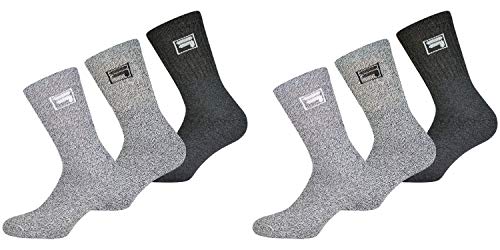 FILA Tennis Socken Herren Damen F9000 Crew 6 Paar Weiss Grau Schwarz, Farbe:grau Mouline 6 Paar, Größe:35-38 von FILA