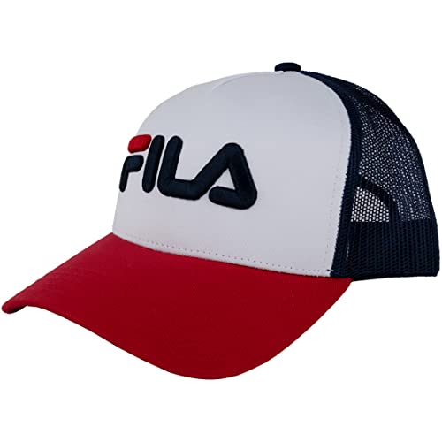 FILA Unisex Beppu Trucker Cap Linear Logo Snap Back Baseballkappe, True Red-Bright White-Medieval Blue, 31 EU von FILA