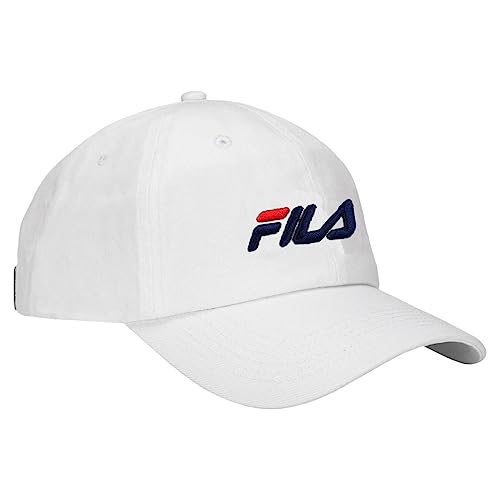 FILA Unisex Baseballmütze Speed Logo Baumwolle Twill Slouch verstellbar, Weiss/opulenter Garten, Einheitsgre von FILA