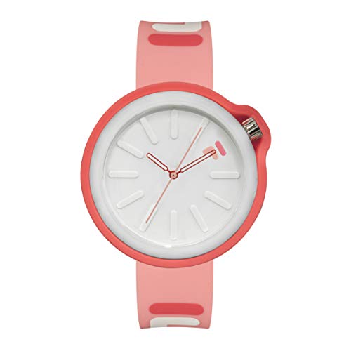 FILA Unisex Erwachsene Armbanduhr FILASTYLE 44 mm Weisse & ROTE SILIKONABDECKUNG Armband Silikon 38-315, Farbe:pink von FILA