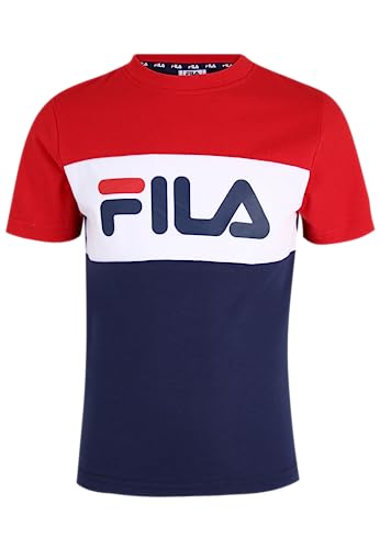 FILA Unisex Kinder BALIMO Blocked T-Shirt, Medieval Blue-True Red-Bright White, 110/116 von FILA