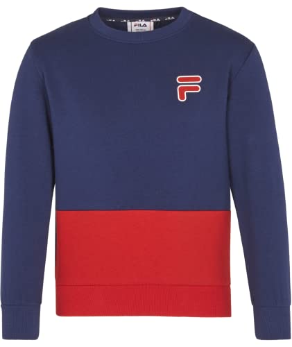 FILA Unisex Kinder BINDERUP Crew Neck Sweatshirt, Medieval Blue-True Red, 98/104 von FILA