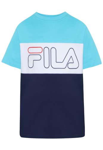FILA Unisex Kinder SONTAM Blocked Logo T-Shirt, Blue Atoll-Medieval Blue-Bright White, 86/92 von FILA