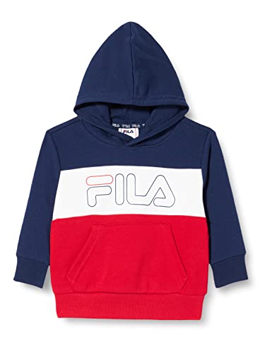 FILA Unisex Kinder Sunrise Blocked Logo Kapuzenpullover, Medieval Blue-True Red-Bright White, 86/92 von FILA