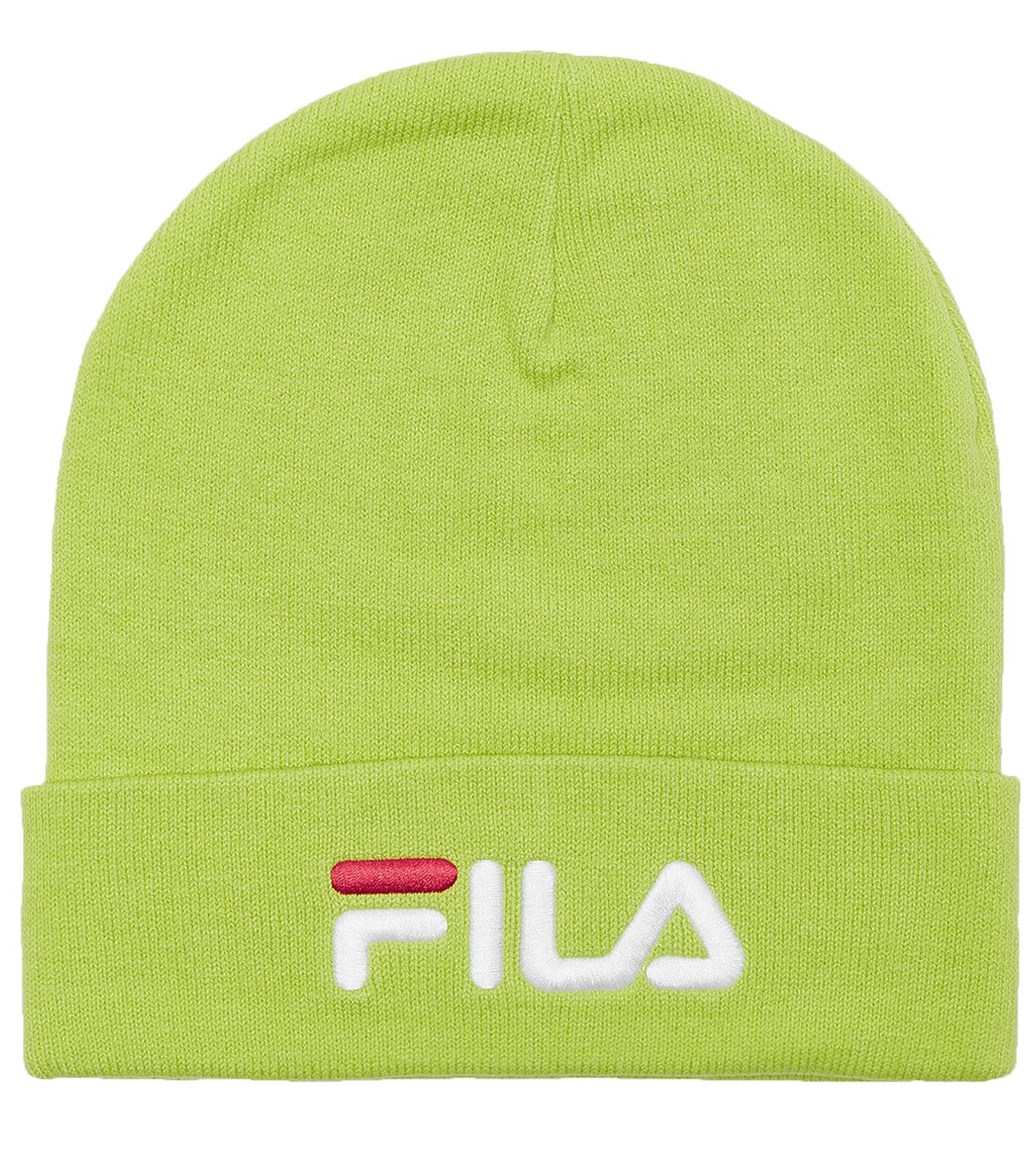 FILA Urban Line Slouchy Leniar Logo Long-Beanie feine Strick-Mütze mit Baumwolle Winter-Mütze mit Logostick One Size 661420 A162 Neon Grün von FILA