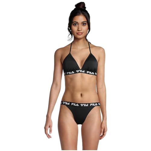 FILA Women's Split Triangle Bikini, Black, L von FILA