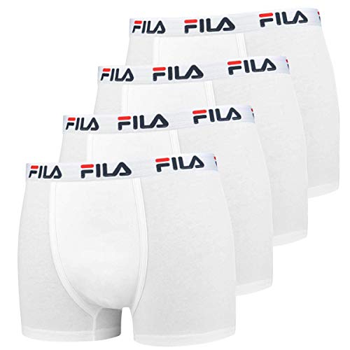 FILA 4er Vorteilspack Herren Boxershorts - Logo Pants - Einfarbig - viele Farben (Weiß, 2XL - 4er Pack) von FILA