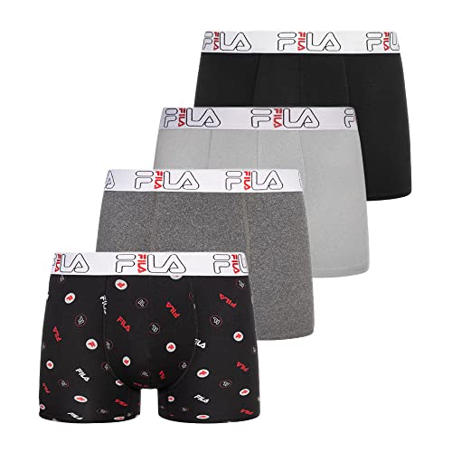 Fila Brief Herren-Boxershorts, Schwarz/Grau, 4 Stück, grau, M von FILA