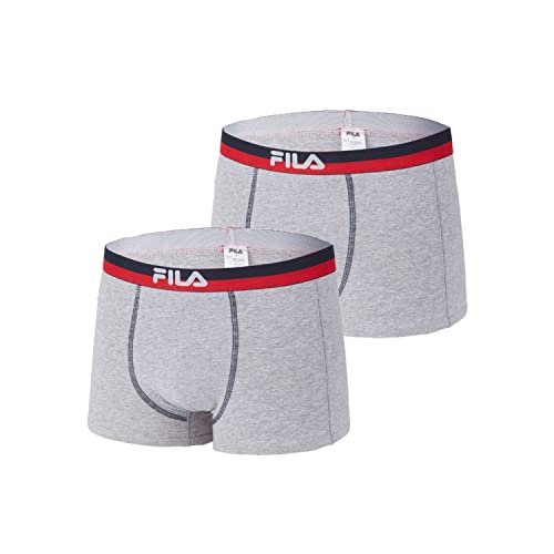 Fila Calecon Herren-Boxershorts, Baumwolle, einfarbig, 2 Stück, grau, XL von FILA