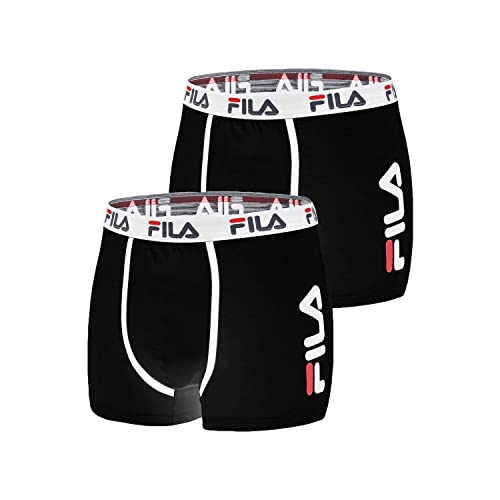 Fila Herren Boxer FI/1BC/FU5040X2 Unterwäsche, Schwarz, S (2er Pack) von FILA