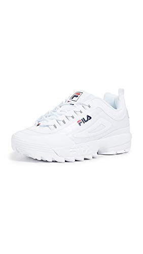 Fila Herren Disruptor II Premium Leather Synthetic White Navy Red Trainer 42 EU von FILA