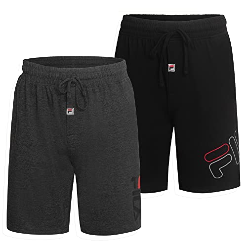 Fila Herren-Schlafanzug aus 100 % gebürstetem Jersey, verschiedene Packungsgrößen (Einzelpackung oder 2er-Pack), 2er-Pack – Anthrazit und Schwarz, XL von Fila